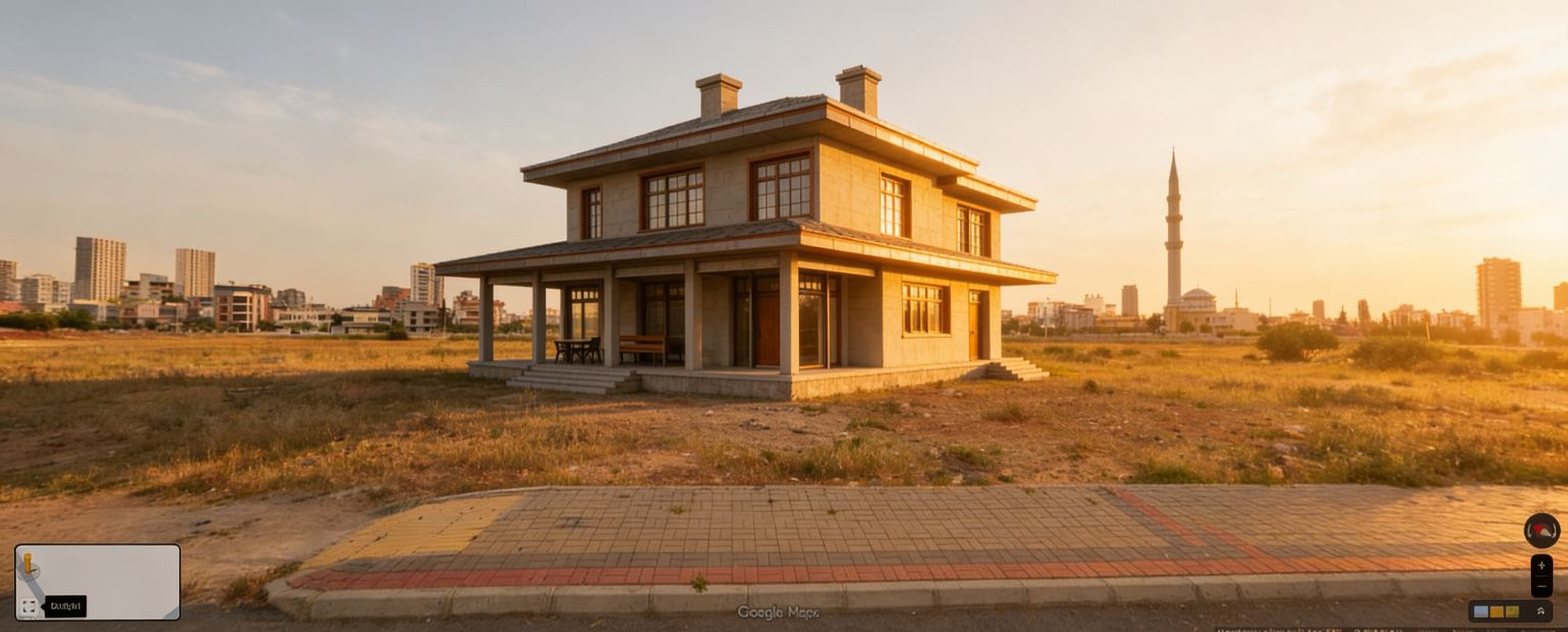 Building composited onto the construction site