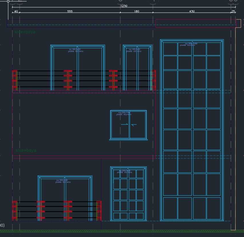 Front elevation CAD drawing of a villa