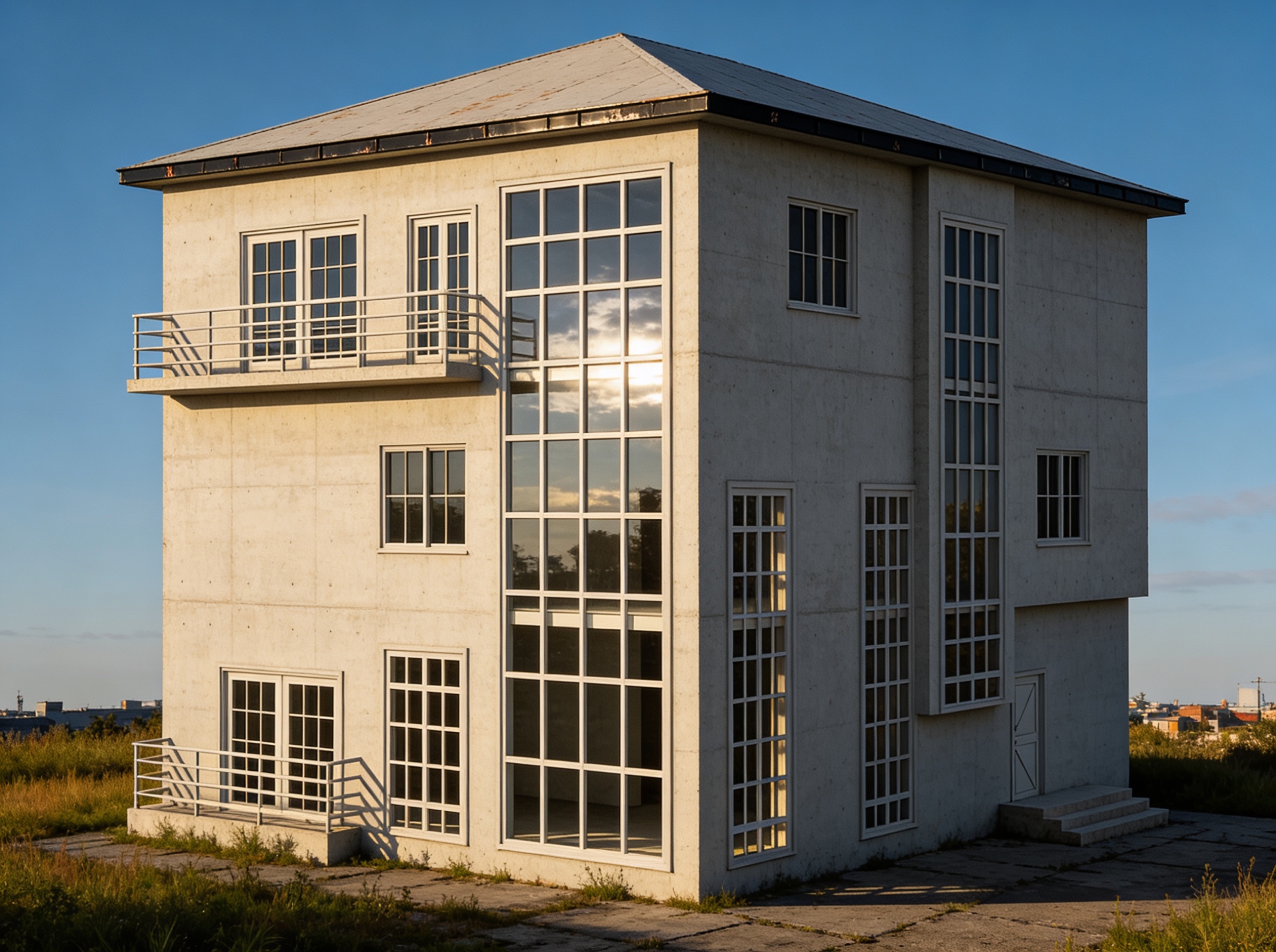 3D rendered villa stitched from two elevation drawings