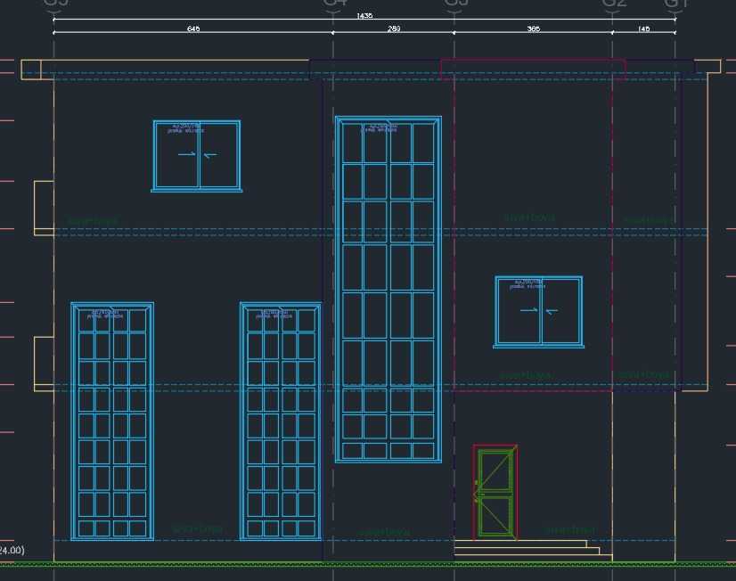 Side elevation CAD drawing of a villa